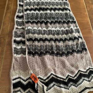 MISSONI Black and Gray Chevron Knit wool /mohair long Scarf.New without tags